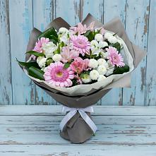 Букет цветов из:  Герберы, Альстромерии и Хризантемы в Вольно-Надеждинское