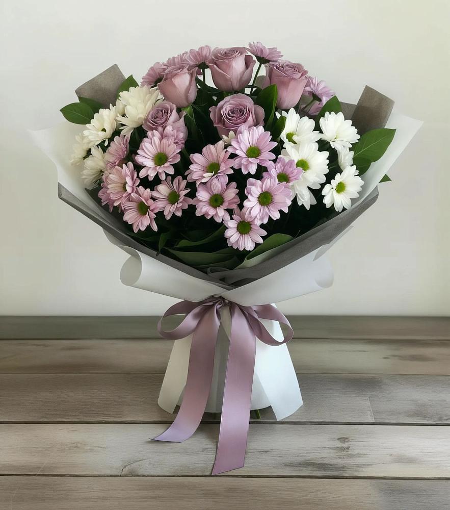 Букет цветов из: Хризантемы и Розы в Вольно-Надеждинское