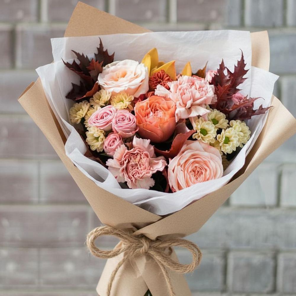 Букет цветов из: Гвоздики, Хризантемы и Розы в Вольно-Надеждинское