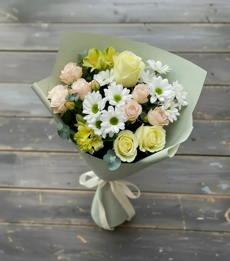 Букет цветов из: Альстромерии, Розы и Хризантемы в Вольно-Надеждинское