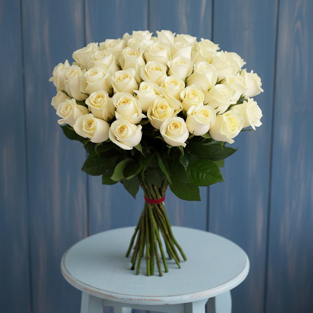 Букет 51 Белая роза Эдлесс Лав в Вольно-Надеждинское