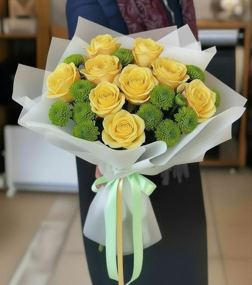 Букет цветов из: Хризантемы и Розы в Вольно-Надеждинское