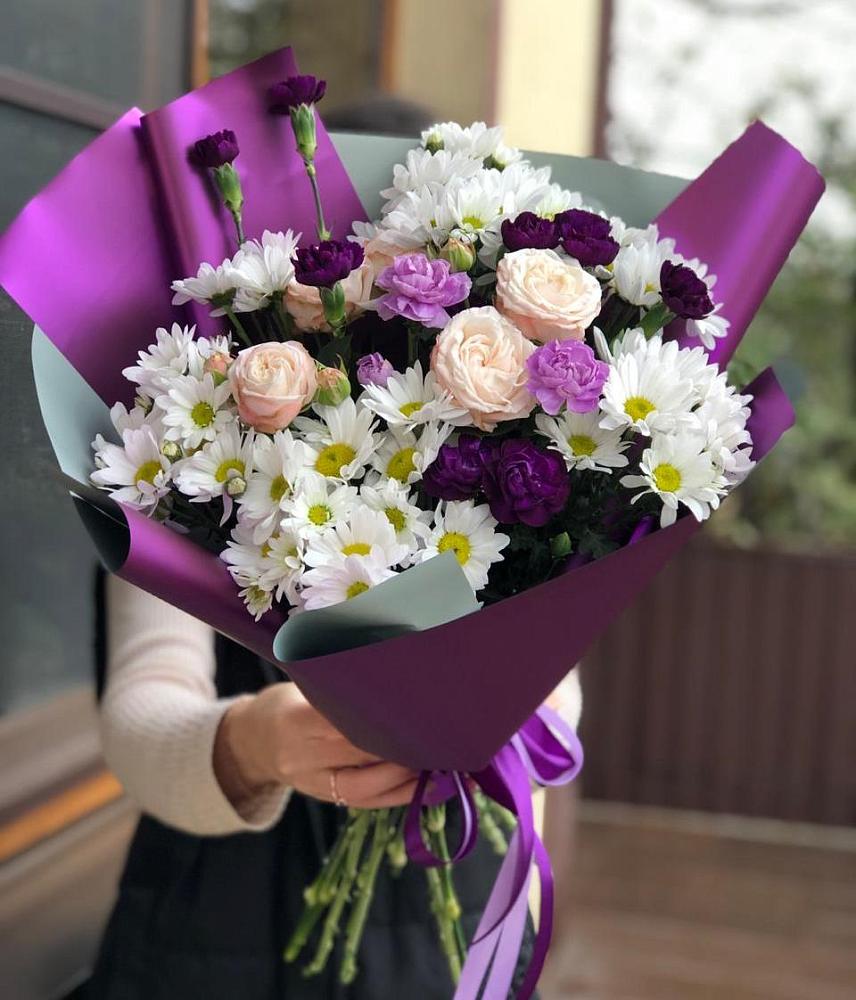 Букет цветов из: Хризантемы, Гвоздики и Розы в Вольно-Надеждинское