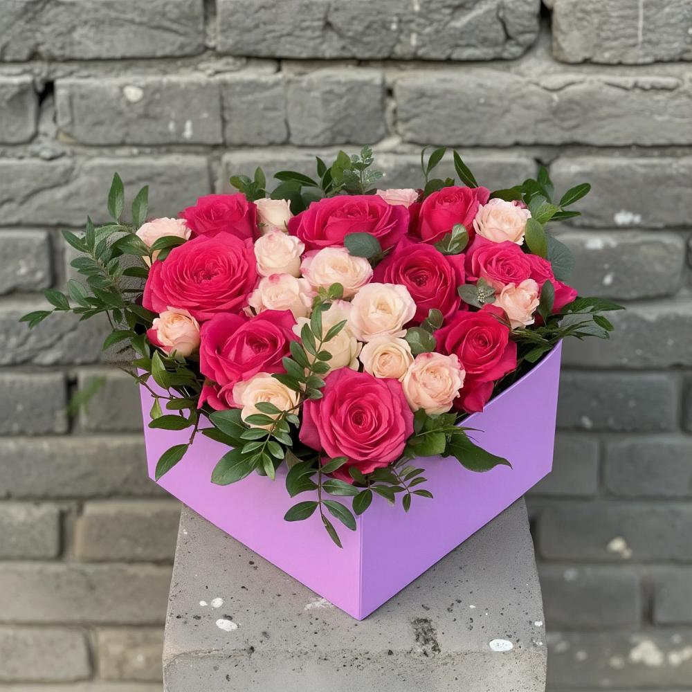 Цветочная композиция из Розы в коробке в Вольно-Надеждинское