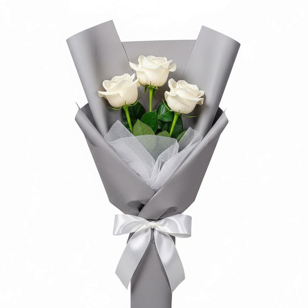 Букет 3 белые розы в Вольно-Надеждинское