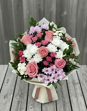 Букет цветов из:  Альстромерии, Гвоздики, Розы и Хризантемы в Вольно-Надеждинское