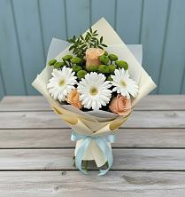 Букет цветов из:  Герберы, Розы и Хризантемы в Вольно-Надеждинское