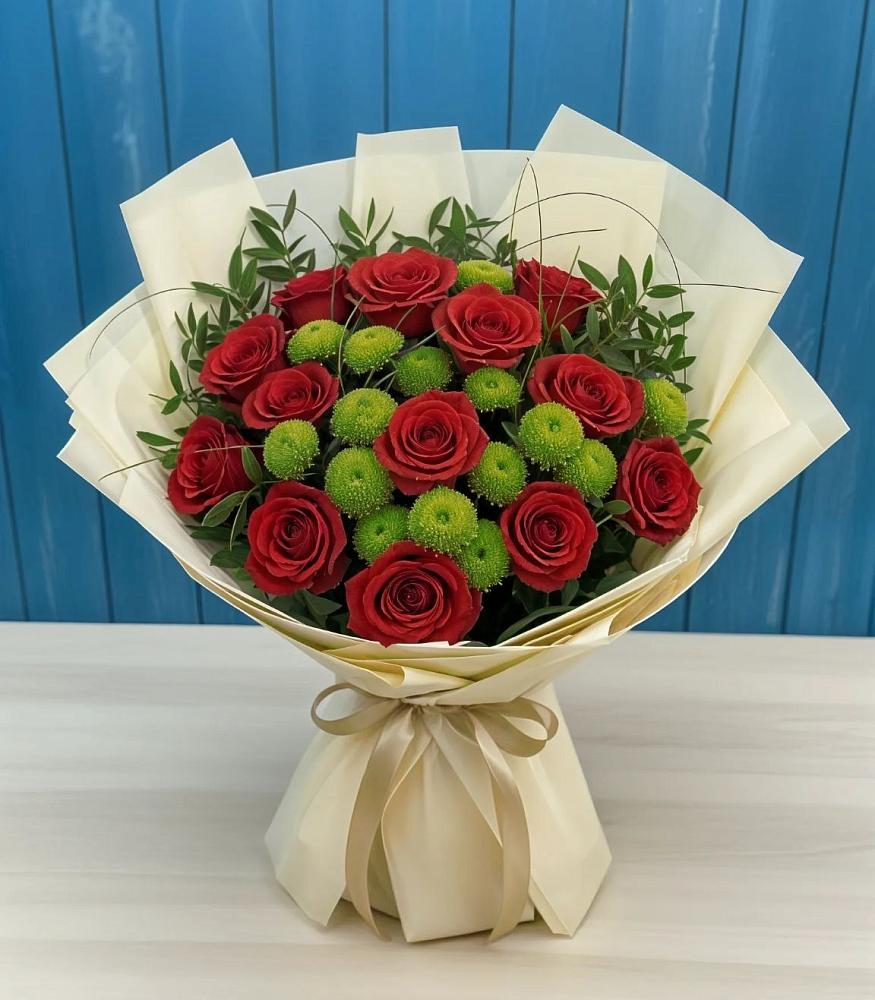 Букет цветов из: Розы и Хризантемы в Вольно-Надеждинское