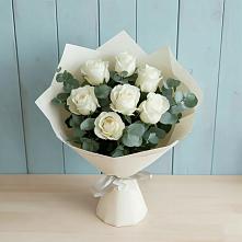 Букет Белые розы в Эвкалипте в Вольно-Надеждинское
