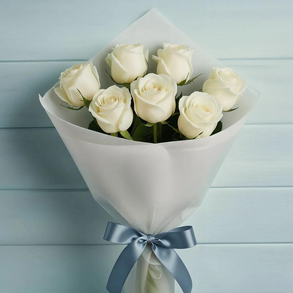 Букет 7 Белых роз Эдлесс Лав в Вольно-Надеждинское