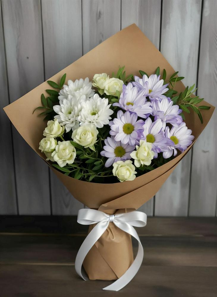 Букет цветов из: Хризантемы и Розы в Вольно-Надеждинское