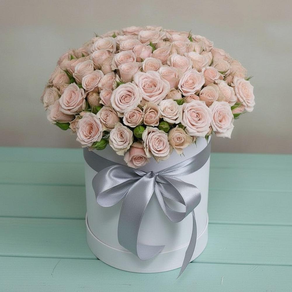 Цветочная композиция из Розы в шляпной коробке в Вольно-Надеждинское